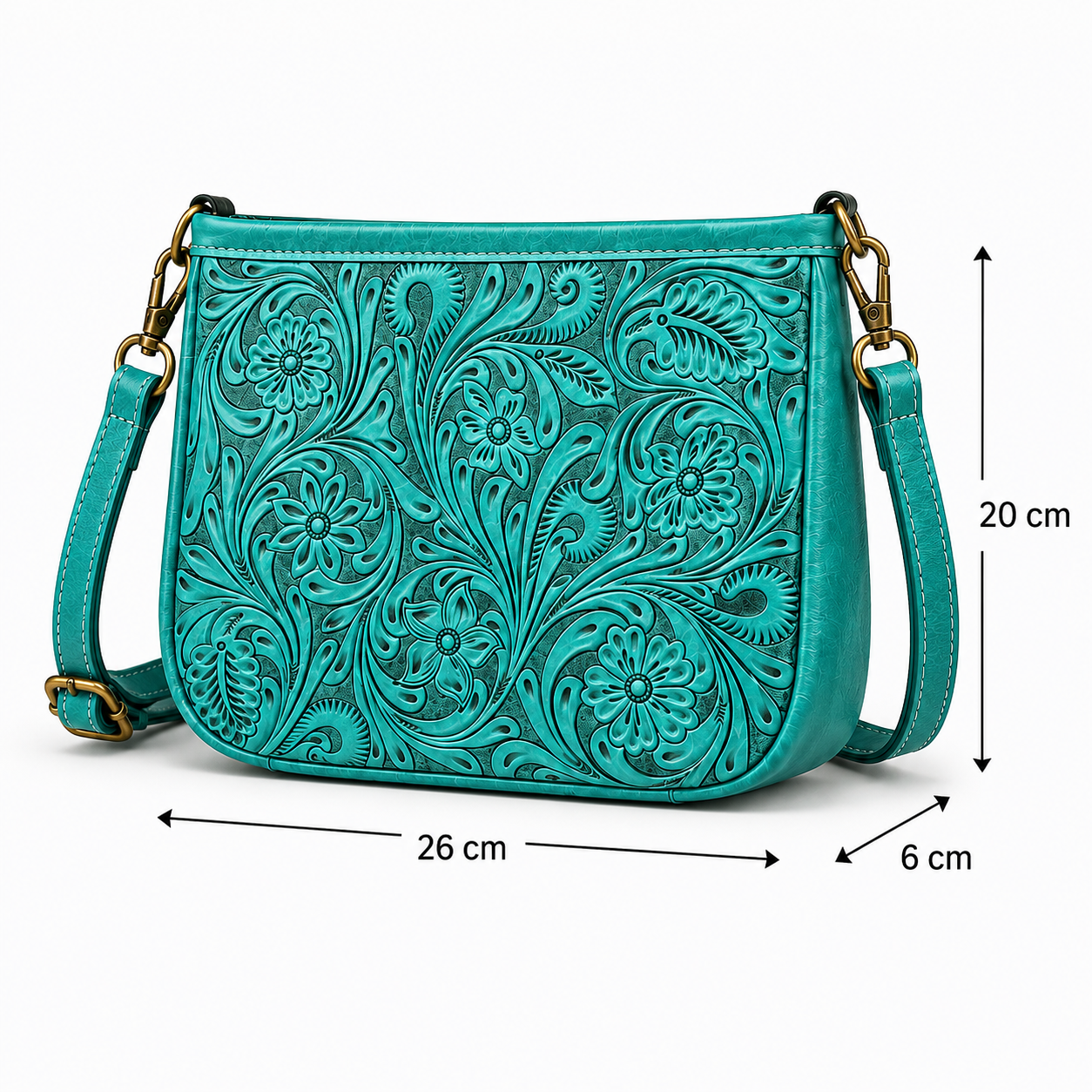 Tooled Tan Leather Crossbody Purse