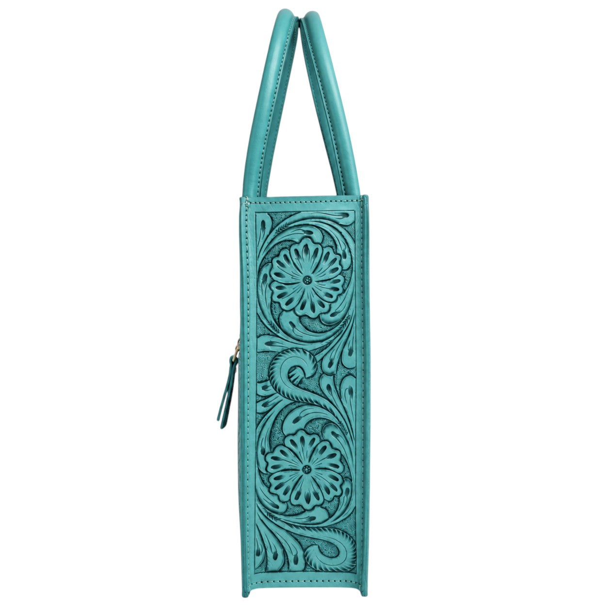 Regular Hand Tooled Turquoise Floral Western Tote