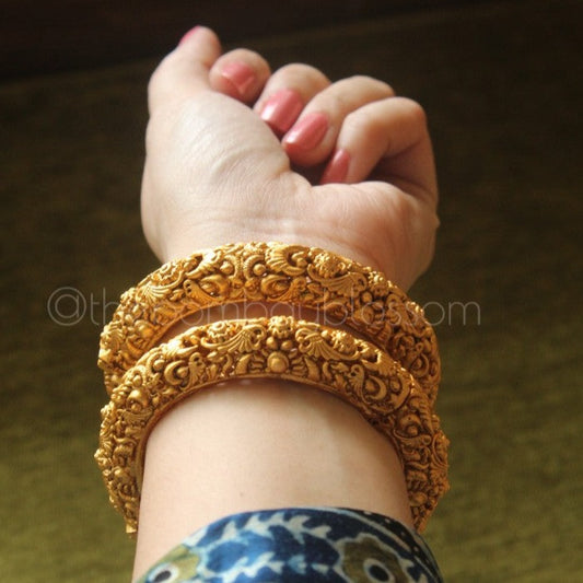 Matte Gold Temple Bangles