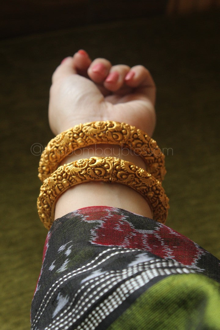 Matte Gold Temple Bangles