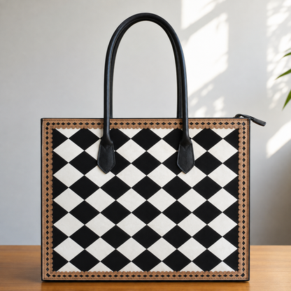 Regular Tooled Checkered Laptop Tote