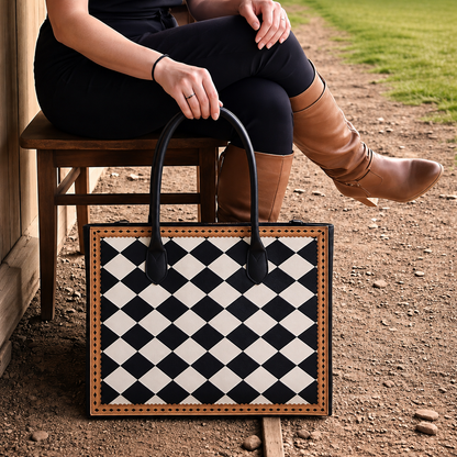 Regular Tooled Checkered Laptop Tote