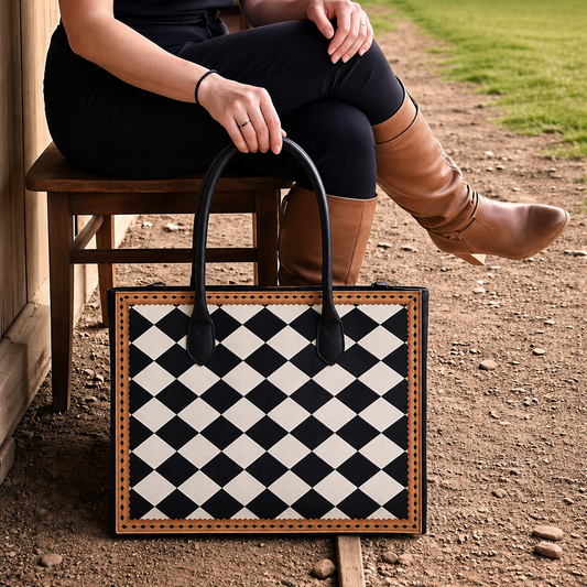 Regular Tooled Checkered Laptop Tote