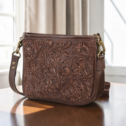Tooled Leather Crossbody Purse