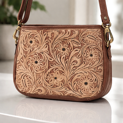 Tooled Leather Crossbody Purse