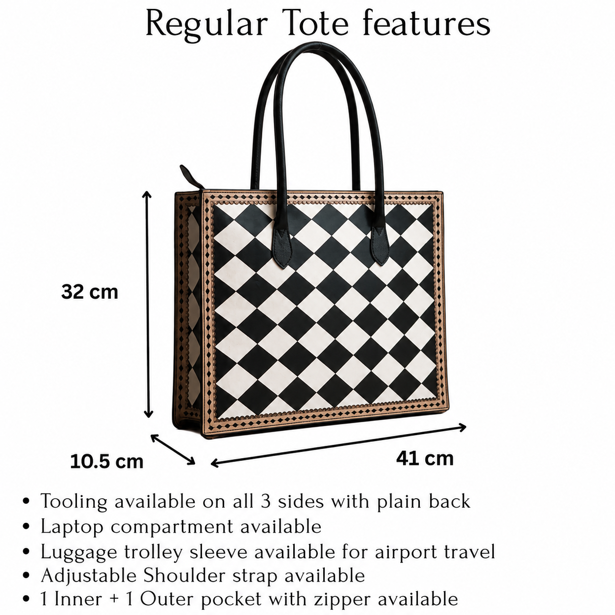 Regular Tooled Checkered Laptop Tote