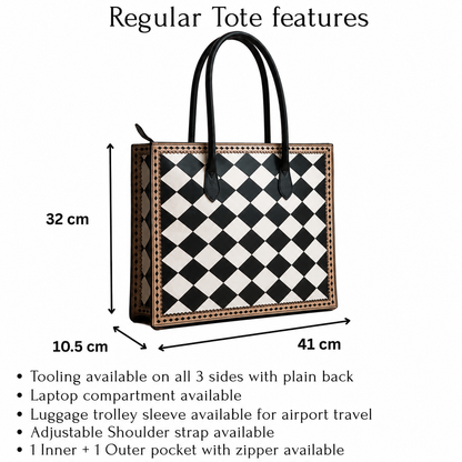 Regular Tooled Checkered Laptop Tote