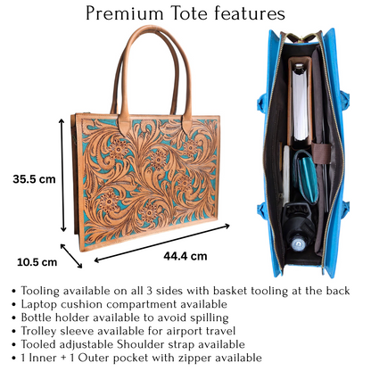 Premium Tooled Multi-colored Western Laptop Tote