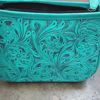 Tooled Leather Crossbody Purse