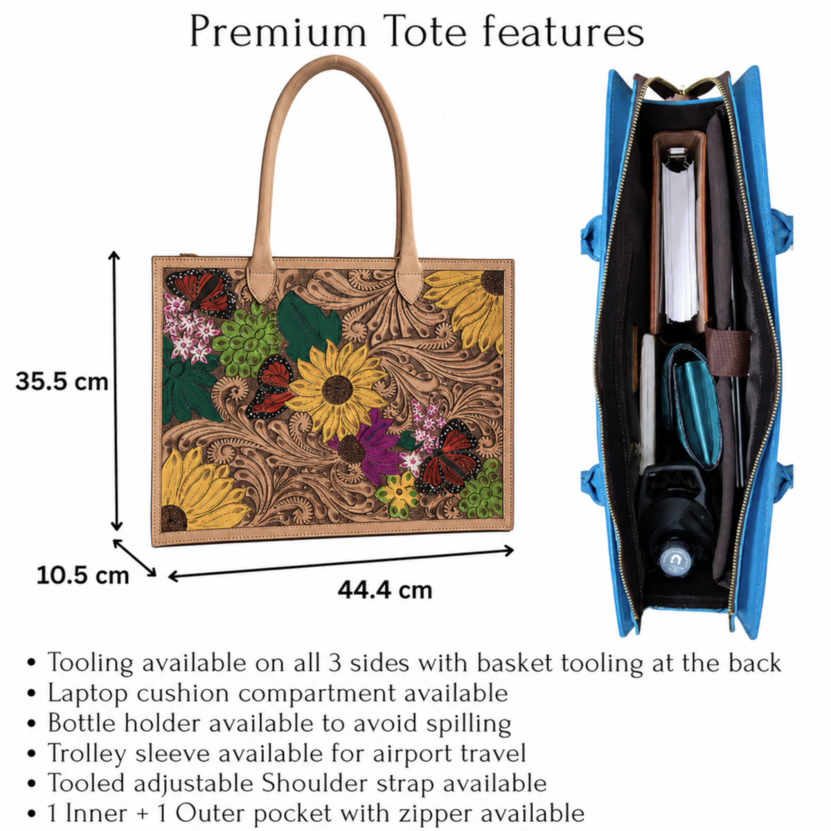 Box Tooled Multi-colored Western Laptop Tote