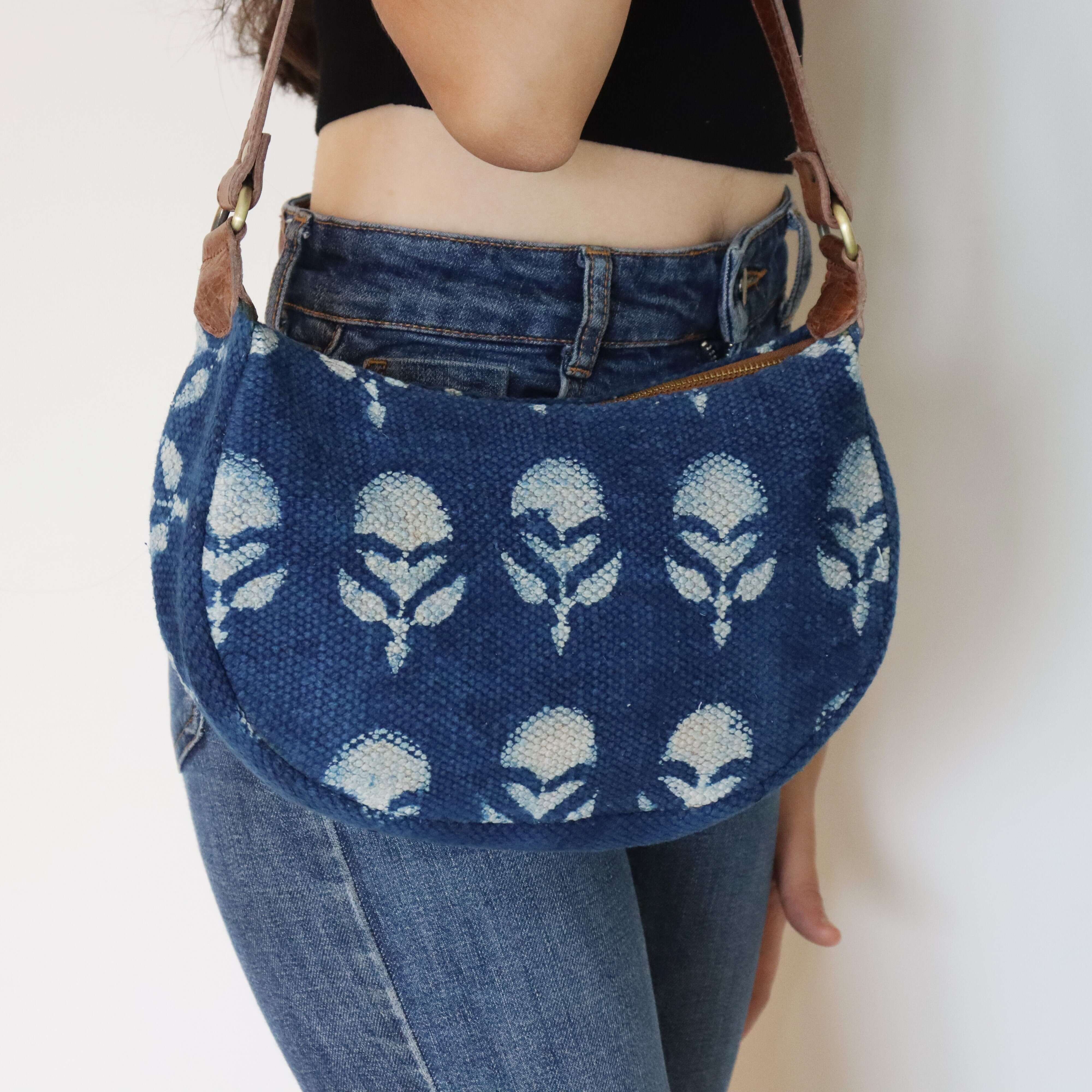 Indigo Half Moon Bag