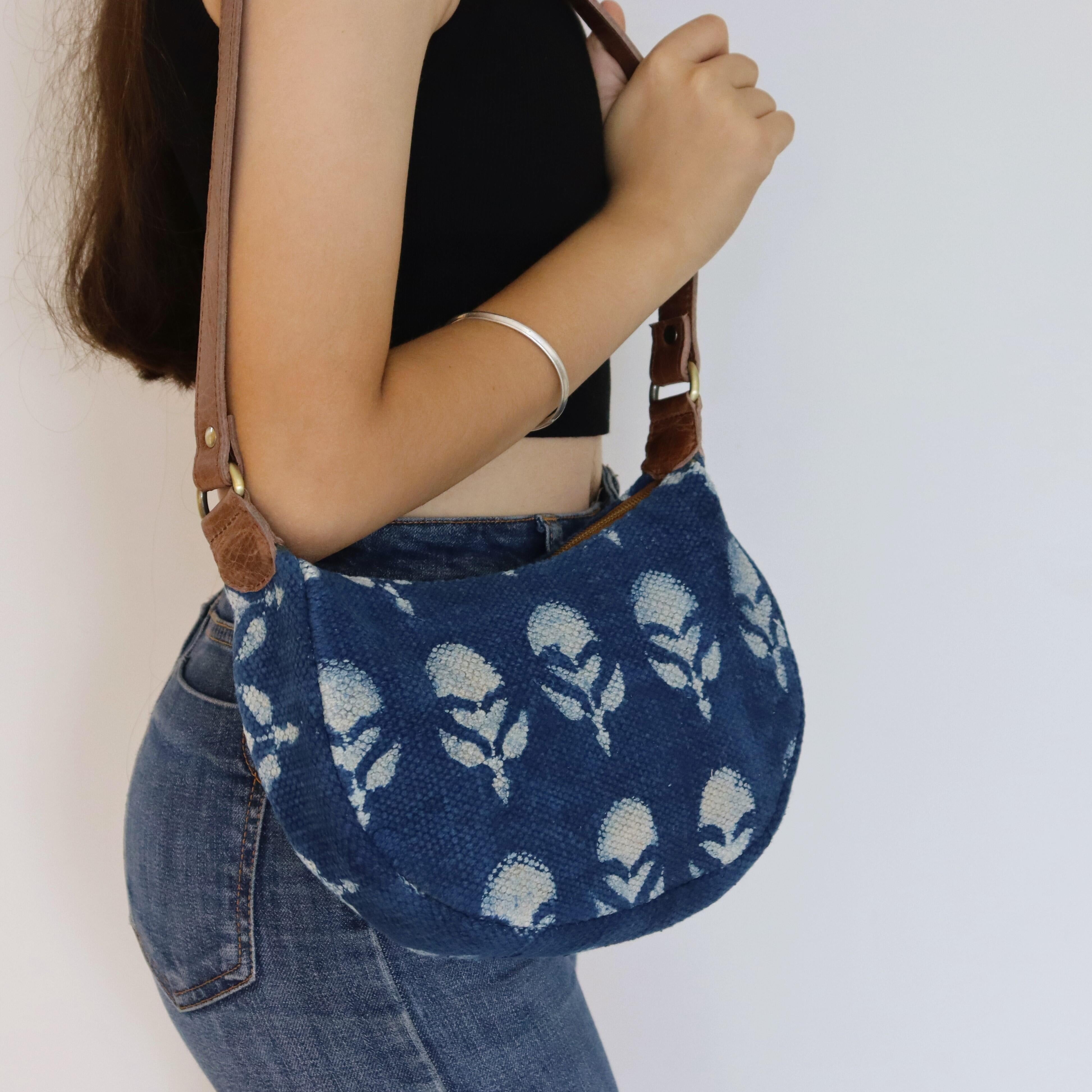 Indigo Half Moon Bag