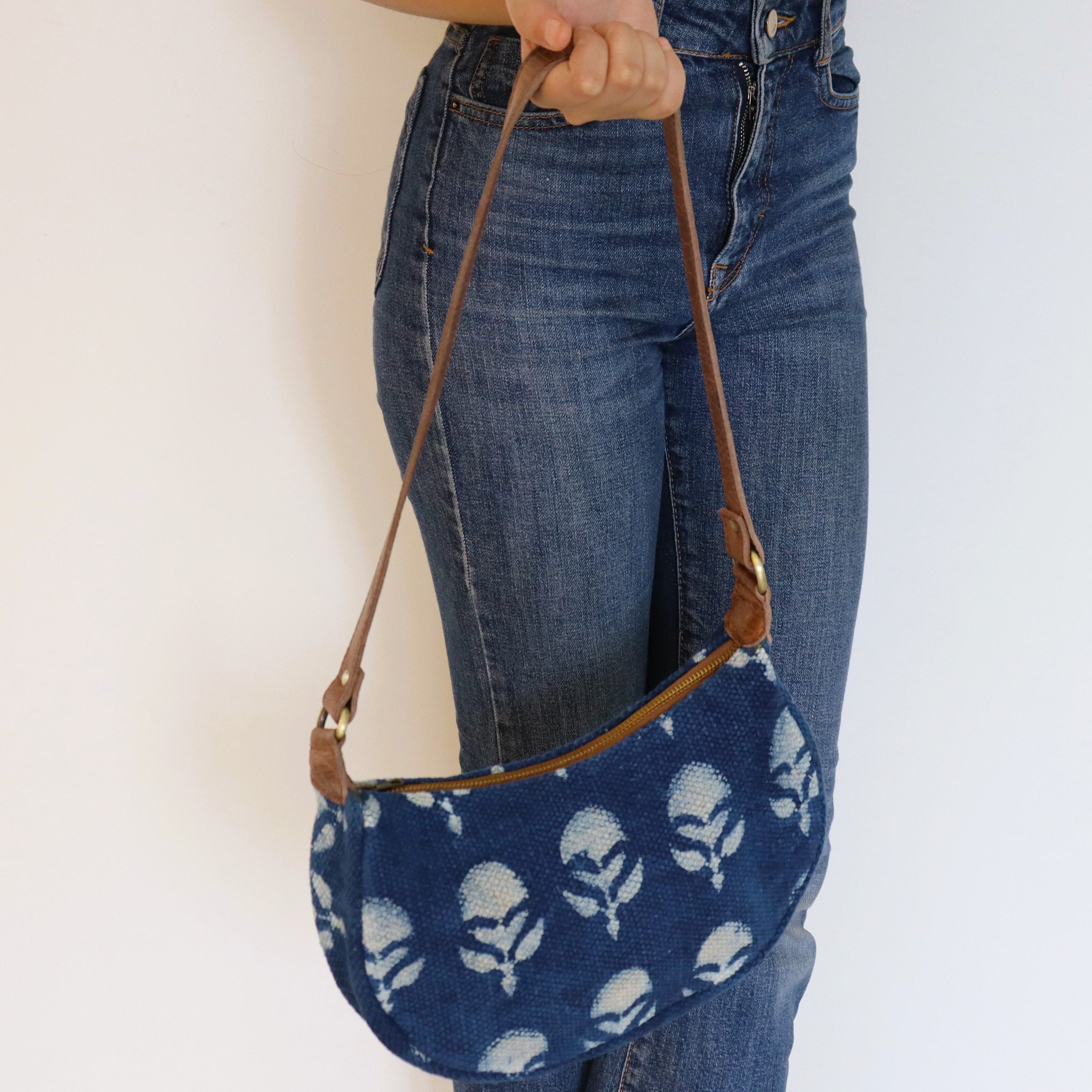 Indigo Half Moon Bag