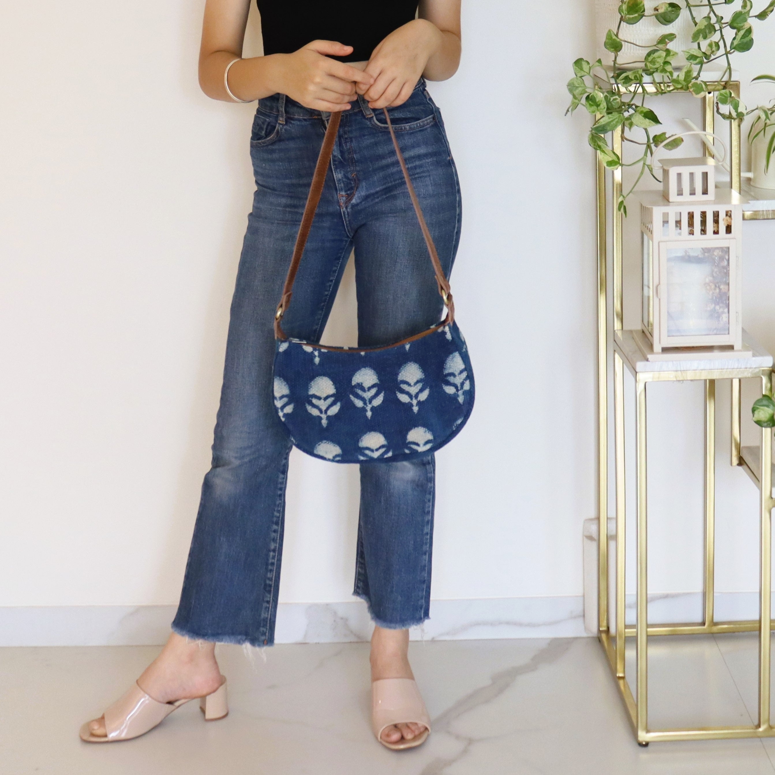 Indigo Half Moon Bag